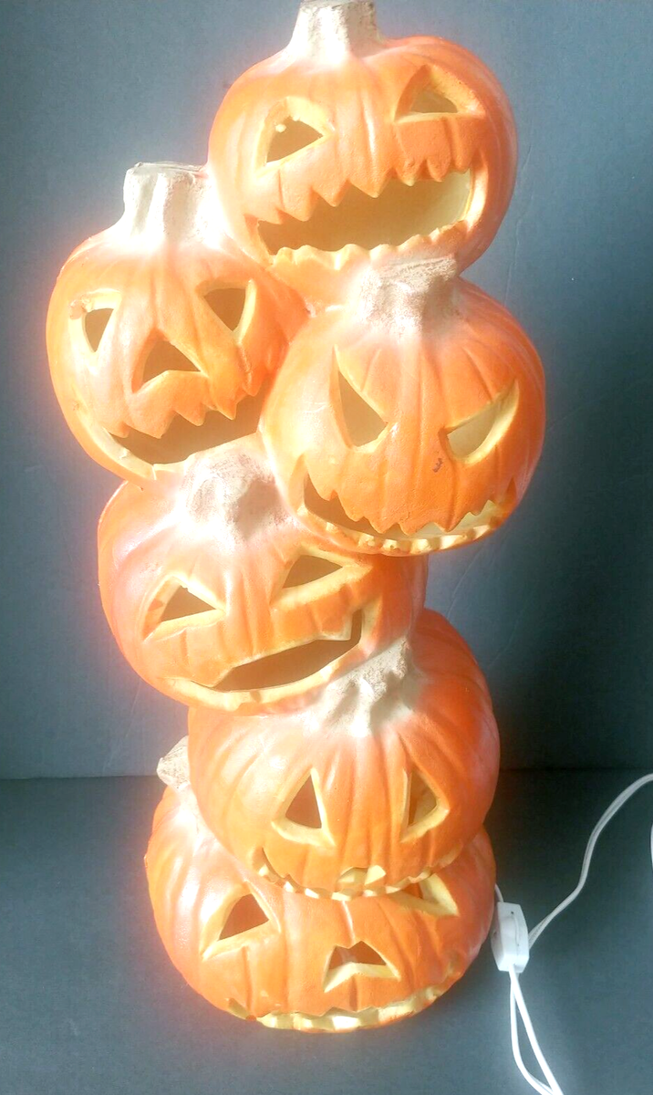 Vintage Halloween 1993 Trendmasters Foam Stacked Lighted Pumpkins