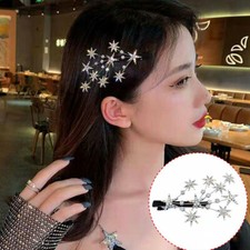 Women's Girls Stars Rhinestone Crystal Hair Clips Barrette Slide Grips Hair Clip