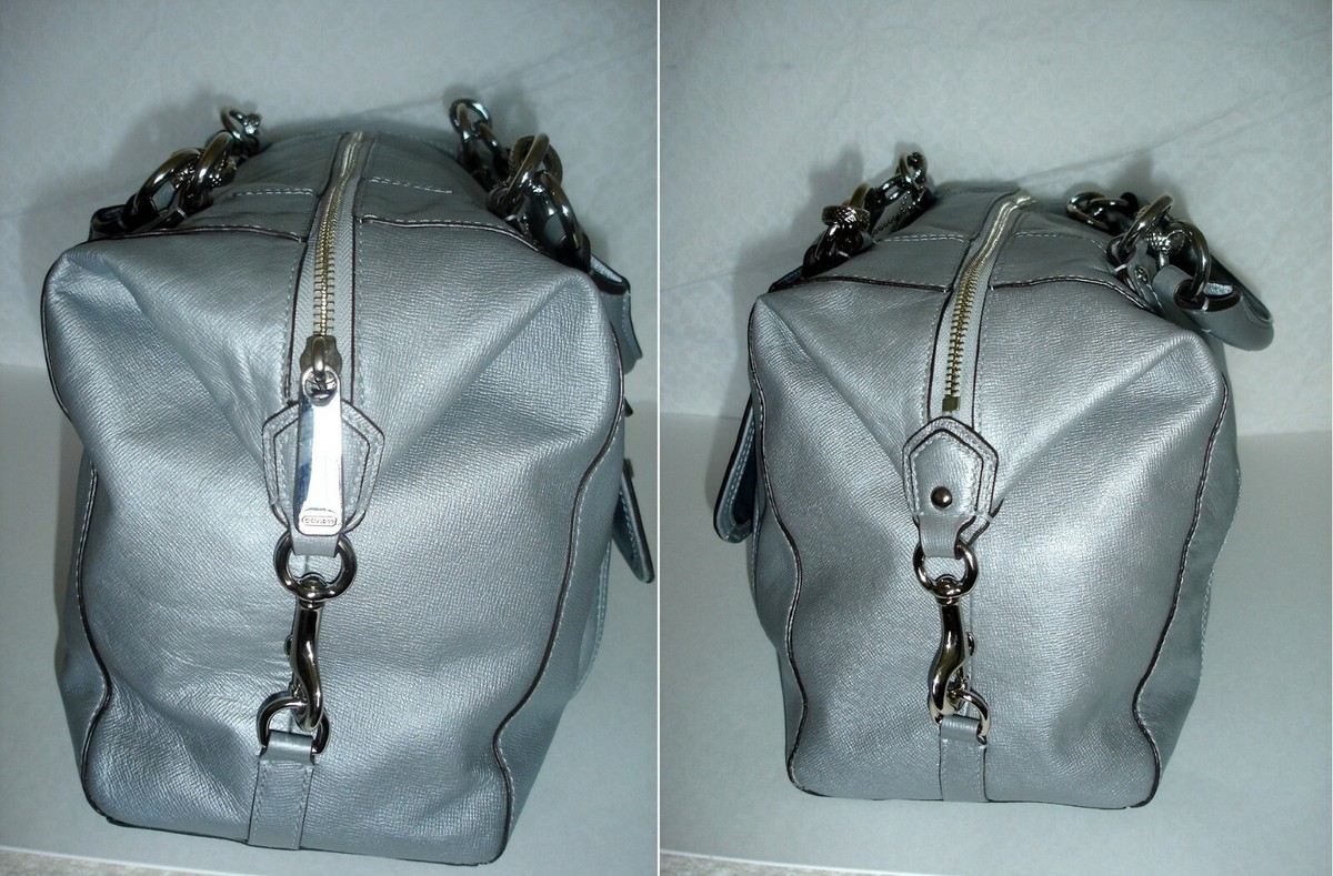 COACH Campbell Turnlock Leather Large Satchel F25508 - Platinum