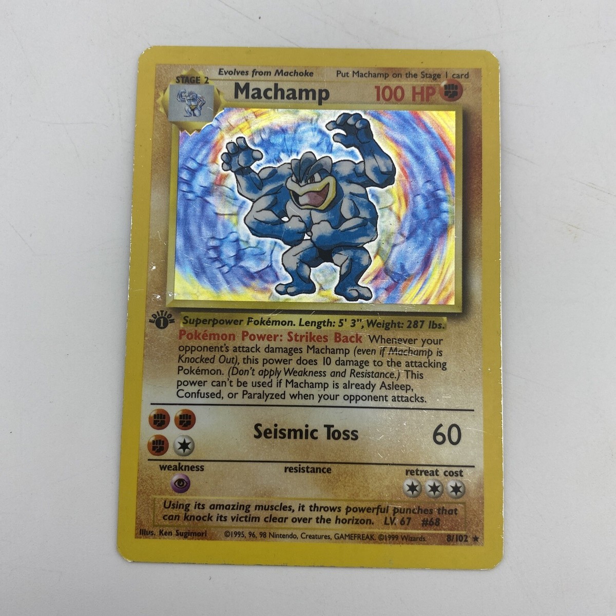 pokemon base set 1st edition holofoil card #8/102 machamp New product: - 8/102 - Holo Rare Buy now and own a piece of Pokemon history! Pokemon | Toys | St
