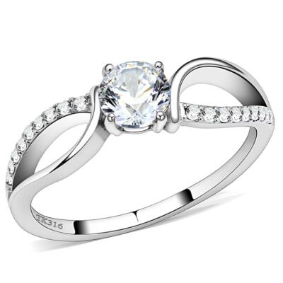Damen Solitär Ring 3/4 Karat Wirbel Verlobung Zirkonia Edelstahl 
