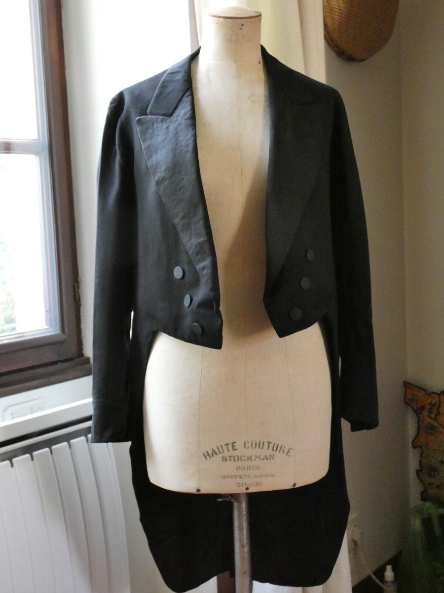 Veste Queue De Pie Vintage Belle Jardinière Paris - Taille 40, Noir Coton, Occasion Bon état