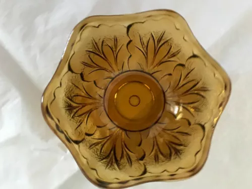 8 Vintage Dark Amber Glass Dessert Cup Very Intricate Detail