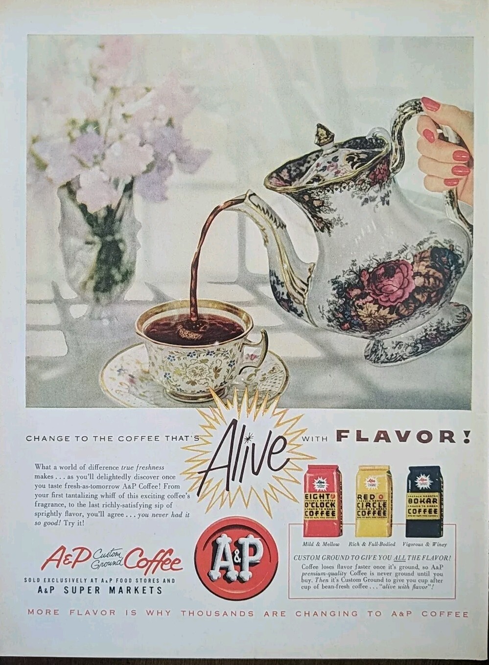 1956 Vintage A&P Coffee print ad. serve the coffee that's alive | eBay
