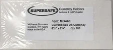 Modern Banknote Currency Sleeves Museum Archival Mylar Polyester Supersafe MG440