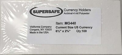 SUPERSAFE 8x5 European Currency Sleeves PVC FREE ARCHIVAL QUALITY 100 