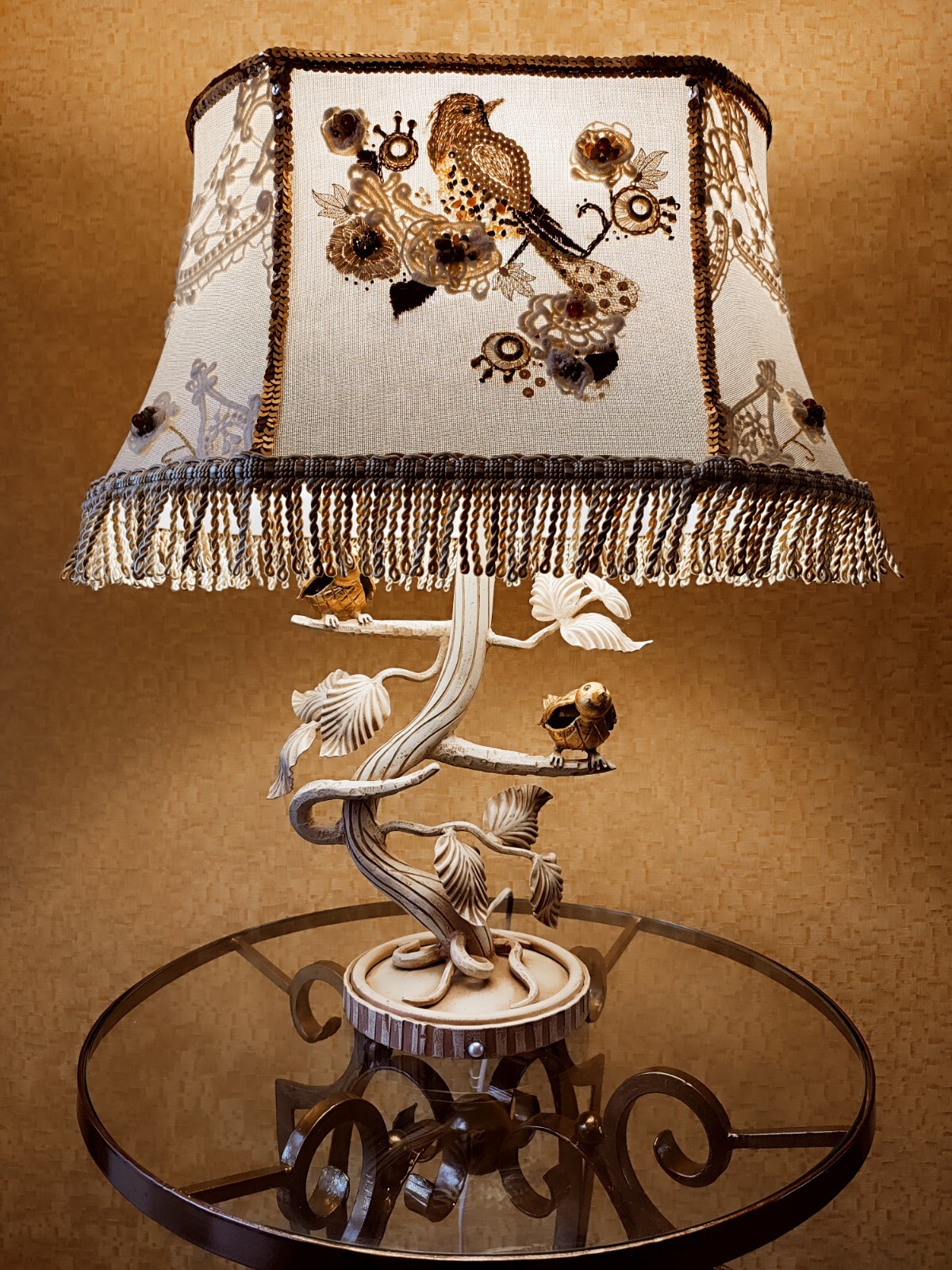 Table Lamp, Victorian Bird, Unique lamp, Handmade Lighting, fairy lamp.-image
