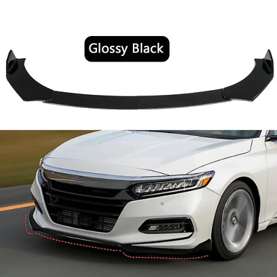 Gloss Black Front Bumper Lip Spoiler Splitter For 2018-2021 Honda Accord Sedan