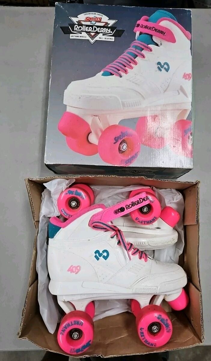 Sprites 409 Girls Roller Derby Skates Pink White Blue Size 4 Sprites 409 Girls Roller Derby Skates Pink White Blue Size 4