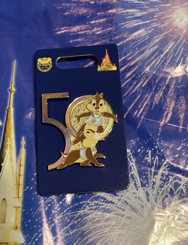 Walt Disney World 50th Anniversary Pin Chip & Dale WDW 50 Anniversary Pin New