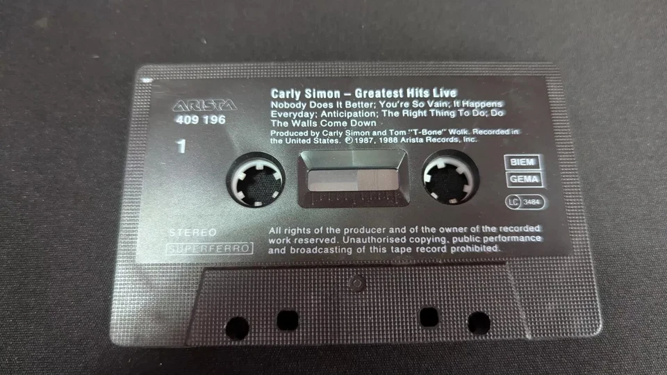 Carly Simon – Greatest Hits Live  Cassette Album - Image 3 of 4