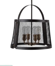 Park Harbor PHPL5304ORB Buel 19" Wide 4 Light Foyer Pendant Rustic Cage Frame