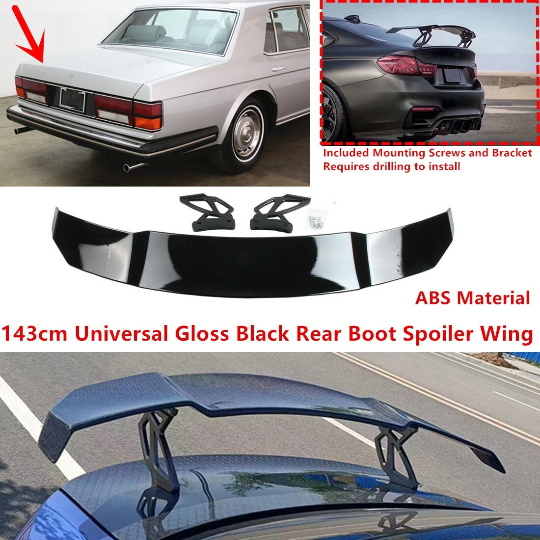 For 1984-89 Rolls-Royce Silver Spur GT-Style Trunk Spoiler Wing 56'' Universal