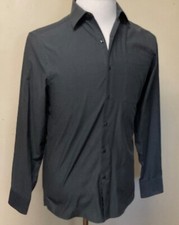Charcoal Grey Long Sleeve Shirt Slim Fit Wrinkle Free by Arrow Size Small VS11 