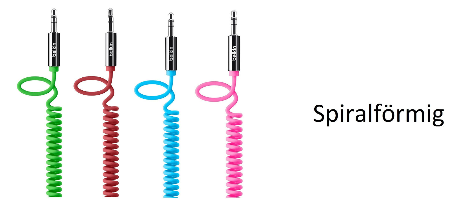 Аудиокабель Belkin 3,5 мм Спиральный кабель Klinke gewinkelt AUX Anschlusskabel Stereo