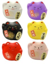 SET of 6 Japanese Maneki Neko Lucky Welcome Cat Brings Good Luck Made in Japan