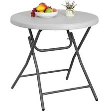 Indoor Outdoor 32'' Round Folding Table Plastic Dinning Table with Metal Leg