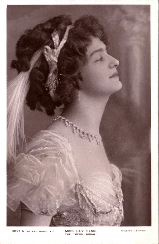 LILY ELSIE : PRETTY STAGE ACTRESS : IN "THE MERRY WIDOW" : RPPC  1908 - Picture 1 of 2