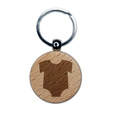 Baby Outfit Engraved Wood Round Keychain Tag Charm