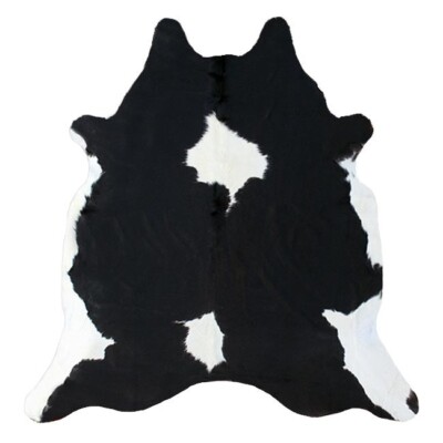 Genuine MOSTLY BLACK & WHITE Cowhide Rug natural hair 6X6 FT Cowhides Cow Hide
