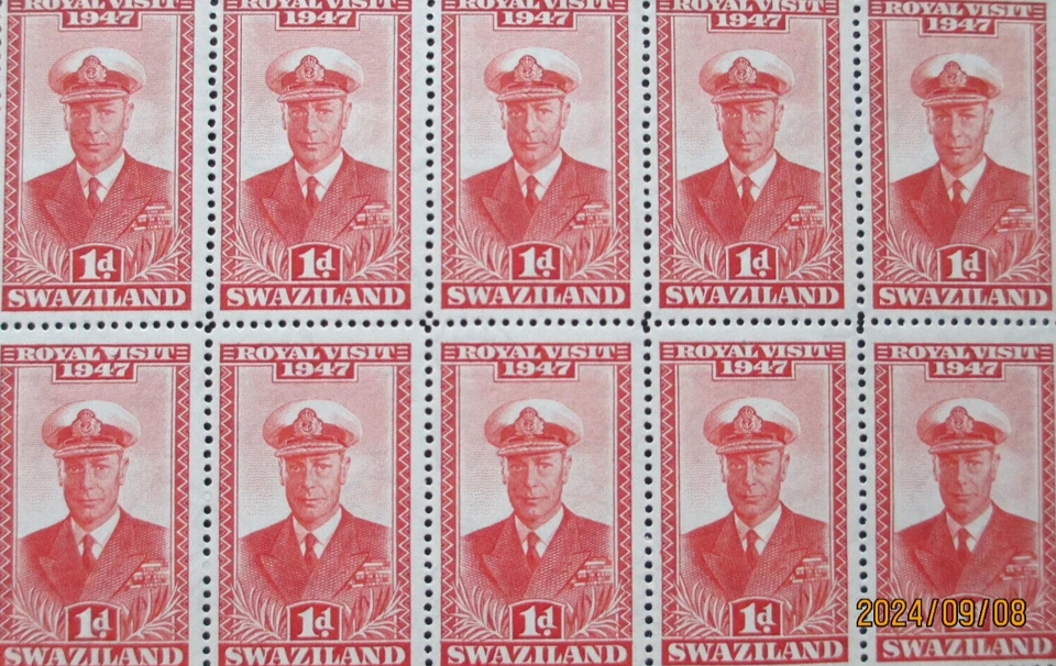 SWAZILAND - 1947 ROYAL VISIT - SG42-45 COMPLETE SHEETS SET ~ MNH - Image 3 of 4