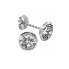 1xPaar Ohrstecker mit Zirkonia Stein, Weißgold/333(8Karat), Deutsche Herstellung