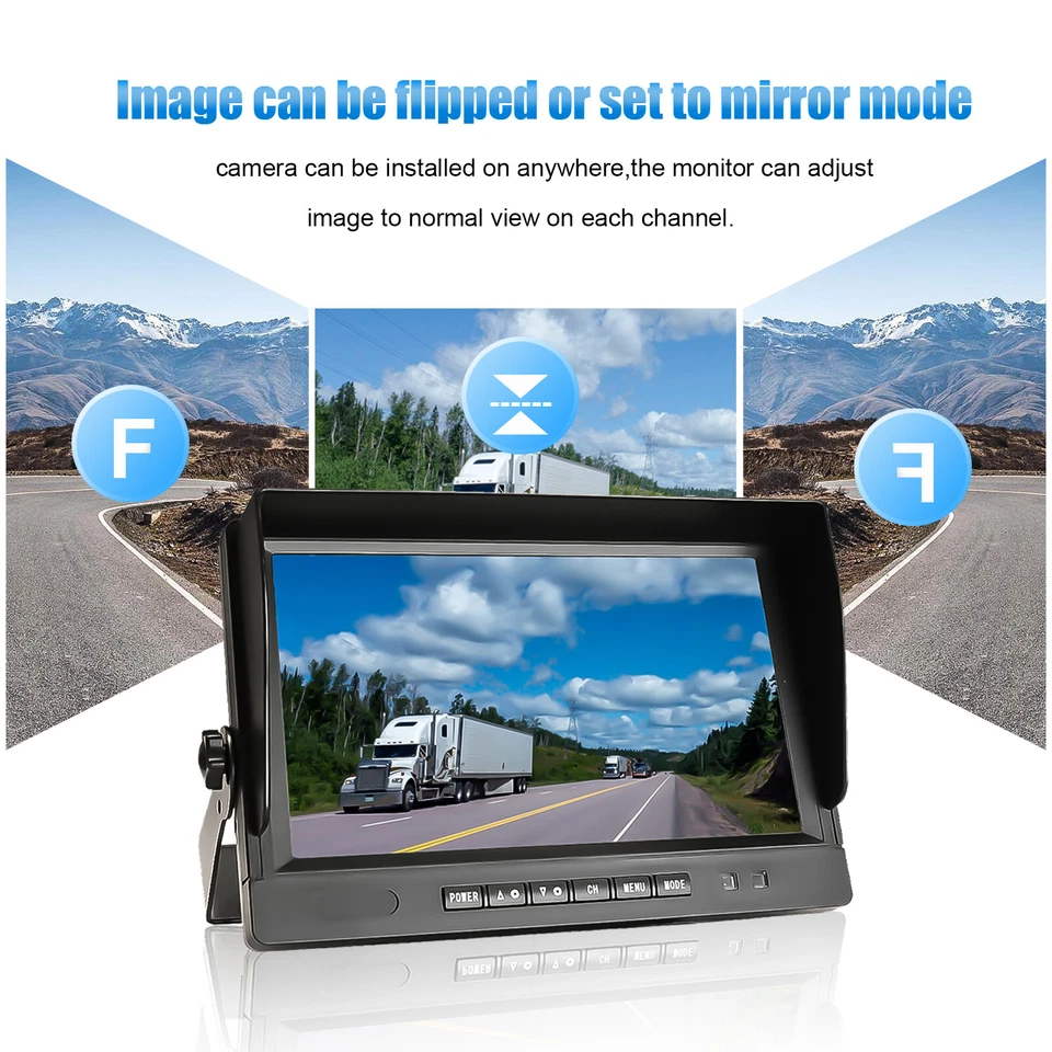 HD 9" DVR Quad Monitor 4ch Side Rear View Loop Recording CCD Camera For Truck - Image 2 of 4