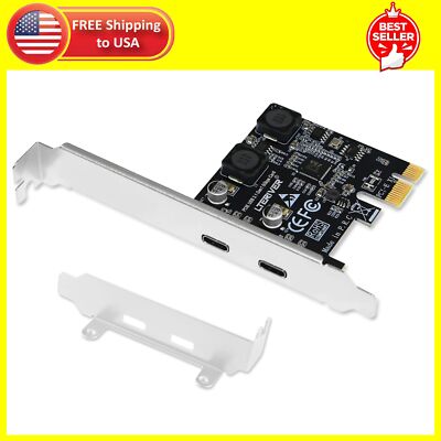 PCIE 2-Ports Superspeed 5Gbps Max USB 3.1 Gen1 Type C Card for Windows 11, 10, 8