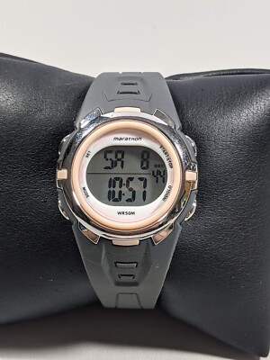 Marathon Digital Chrono Day Date Timer Alarm Gray Resin Band Watch 