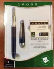Pluma Estilográfica Cross Aventura Azul Estrellado "M" Plumín Plus 6 Cartuchos de Tinta Azul Gratis