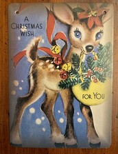 Christmas Decor Holiday VINTAGE STYLE Die Cut Cardboard 5 X 7