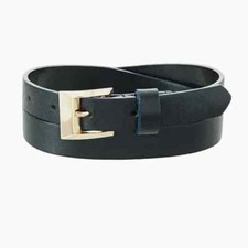 BRND NEW MM LaFleur Leather Belt Greenwich Italy Skinny 1/2" wide XXL to 44" BLK