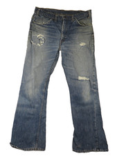 Vintage 70s Levis Orange Tab Jeans Flared 34x29 Whiskers Thrashed Distressed 646