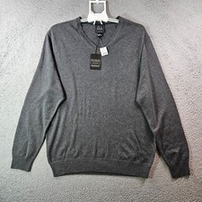 NWT Jos A Bank Traveler Sweater Men XL Pima Cotton V-Neck Knit Gray NEW