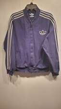 Vintage Adidas Trefoil 3 Stripe Navy Track Jacket 80s 90s Stripes Rare Mens M/L