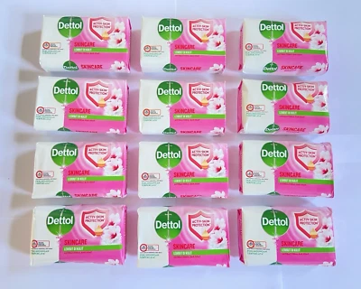 12x 60g Dettol Skincare Cherry Blossom Antibacterial Soap Fragrance Soap Bar NEW
