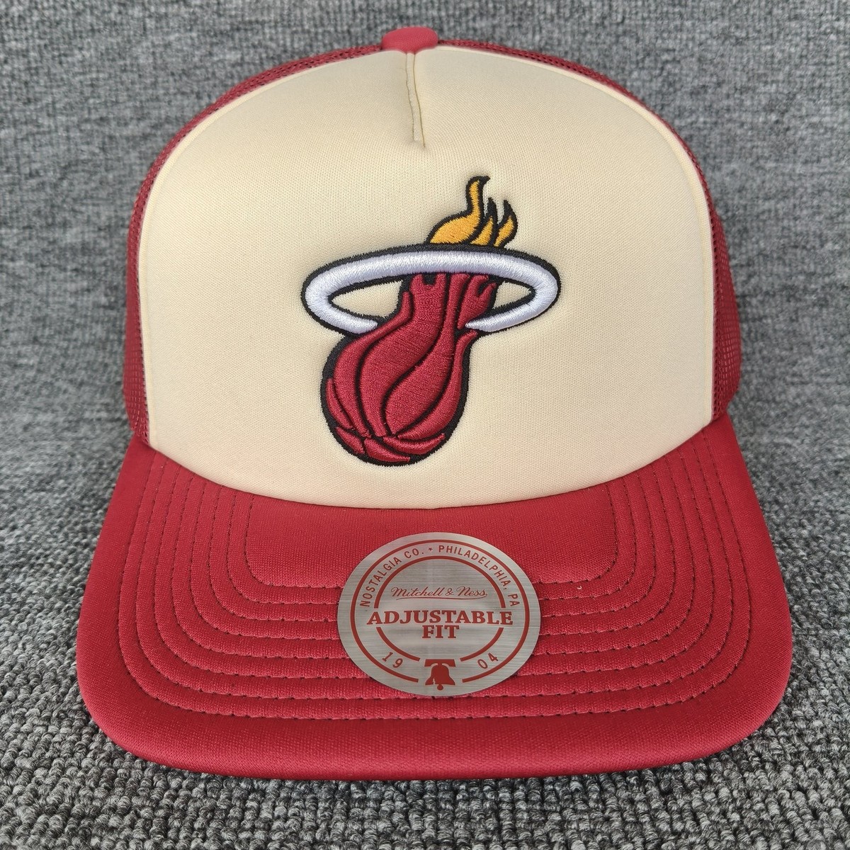 Mitchell & Ness Miami Heat Trucker Hat Red White Adjustable NBA
