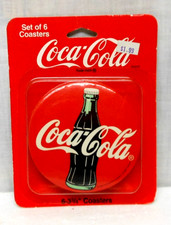 COCA COLA SET OF SIX PLASTIC COATED CORK COASTERS - 1994 - NEW IN PACKAGE COND