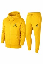 Men's Jordan Grey Tracksuit Set Zip Hoodie To Match Joggers Athletic Streetwear