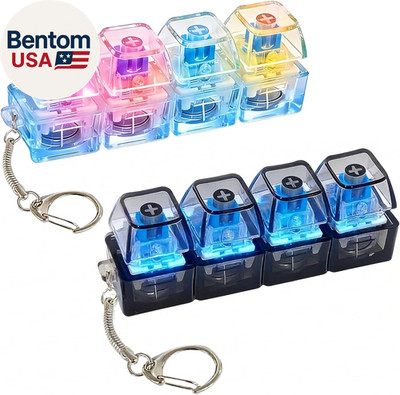 4-Key Keyboard Clicker Fidget Gadget with LED Lights, Stress Relief Tool for Off