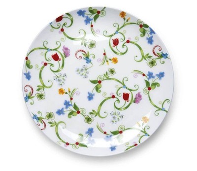 TeaLogic Fleurette Dessert-Teller 19 cm Blumenmotiv - Fine Bone China Porzellan