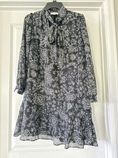 Loft Women’s Etched Floral Bow Dress Black/white Size MP 