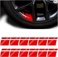 12PCS Reflective Red Wheel Rim Stripes Decal for 18-21 Inch Tires, Color: Red