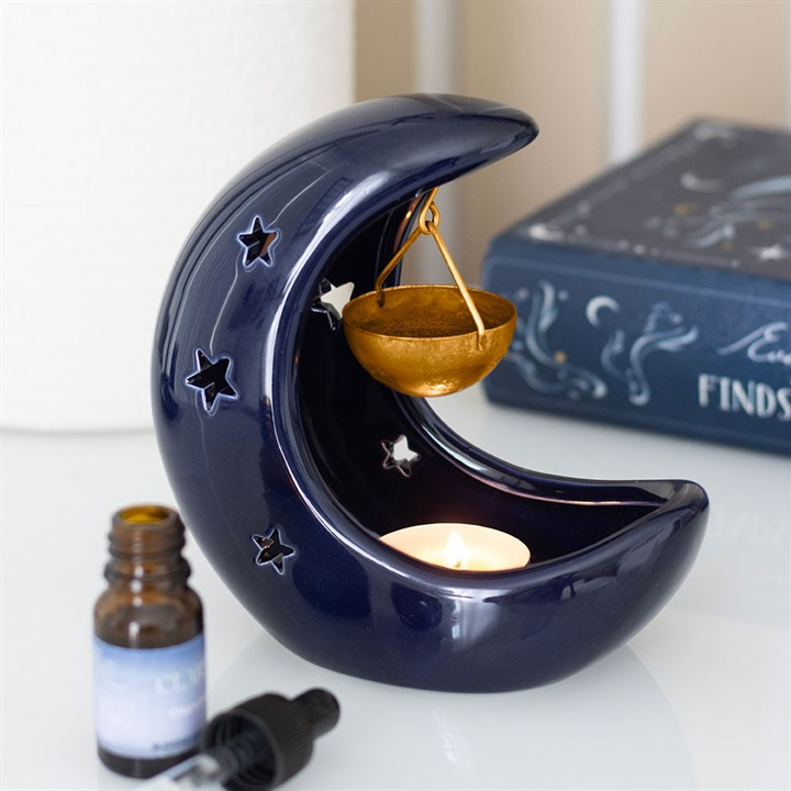 Blue Crescent Moon Hanging Oil Burner - Image 2