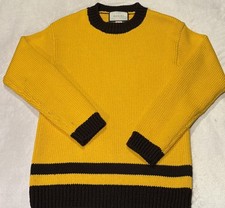 Gucci Men Lana WoolSweater Vintage XS Knitted Yellow LongSleeve CrewNeck Pullove