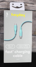 Heyday 3 ft USB-C to USB-C Fast Charging Silicone Cable Green New in Box