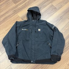 Carhartt Jacket Mens 2XL Black Hooded Waterproof Outdoor Workwear 101442-001