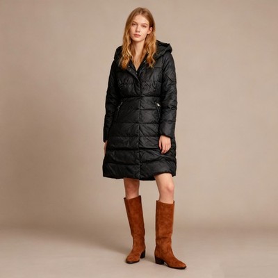 NWT Elisabetta Franchi Black Down Jacket With Hood SZ 44 L Removable sleeves