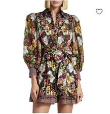 Alice + OliviaTiffie Floral Pintuck Mini Shirt Dress $550 4 US