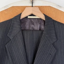 Joseph Abboud Suit Mens 44R Gray Pinstripe 3 Button 100% Wool Canvas Pants 38x28